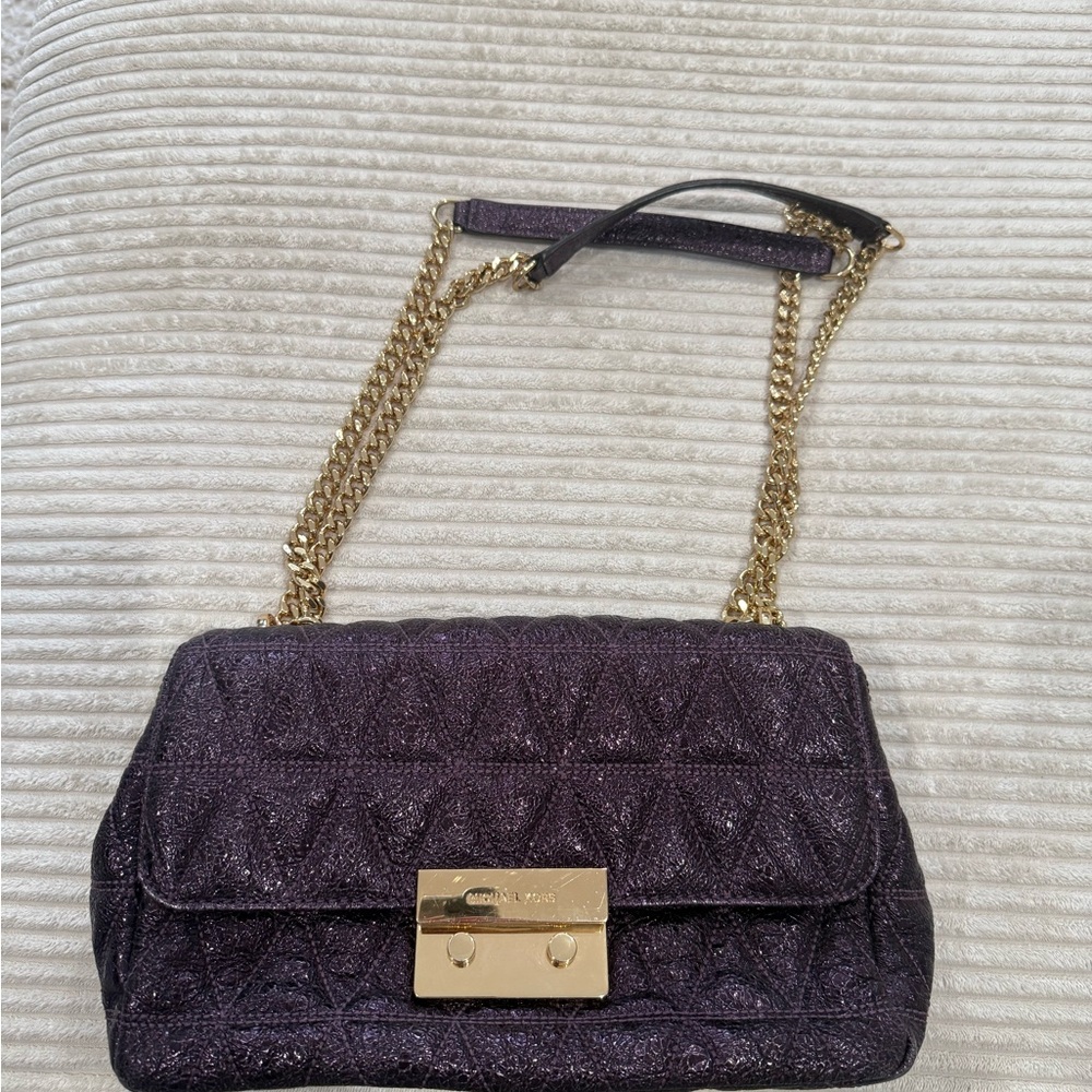 Michael Kors Purple Quilted Chain Shoulder Bag